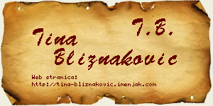 Tina Bliznaković vizit kartica